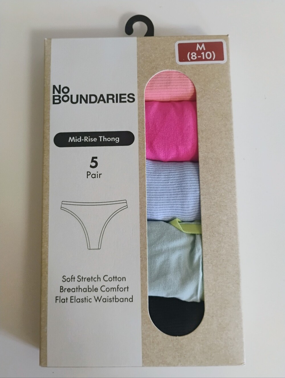 No Boundaries Mid-Rise Thong Pack - Bright Pink, Light Blue, Black Accents